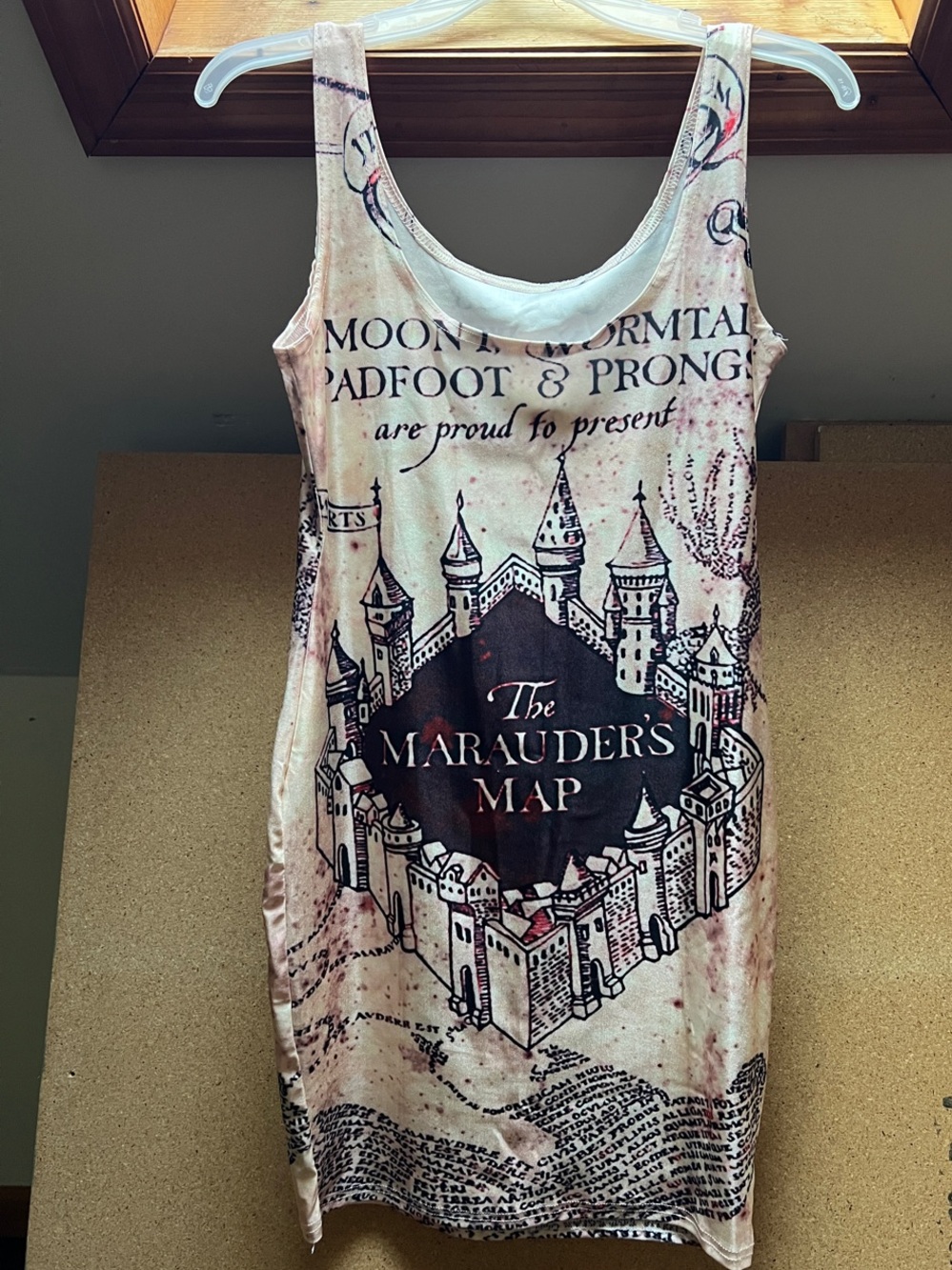 The Marauder's Map Graphic Tank Dress - Beige Print